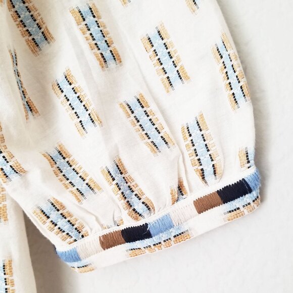 Pure Jill J. Jill Easy Button Front Boho Embroidered 3/4 Sleeve Blouse XL Cream - Picture 15 of 16